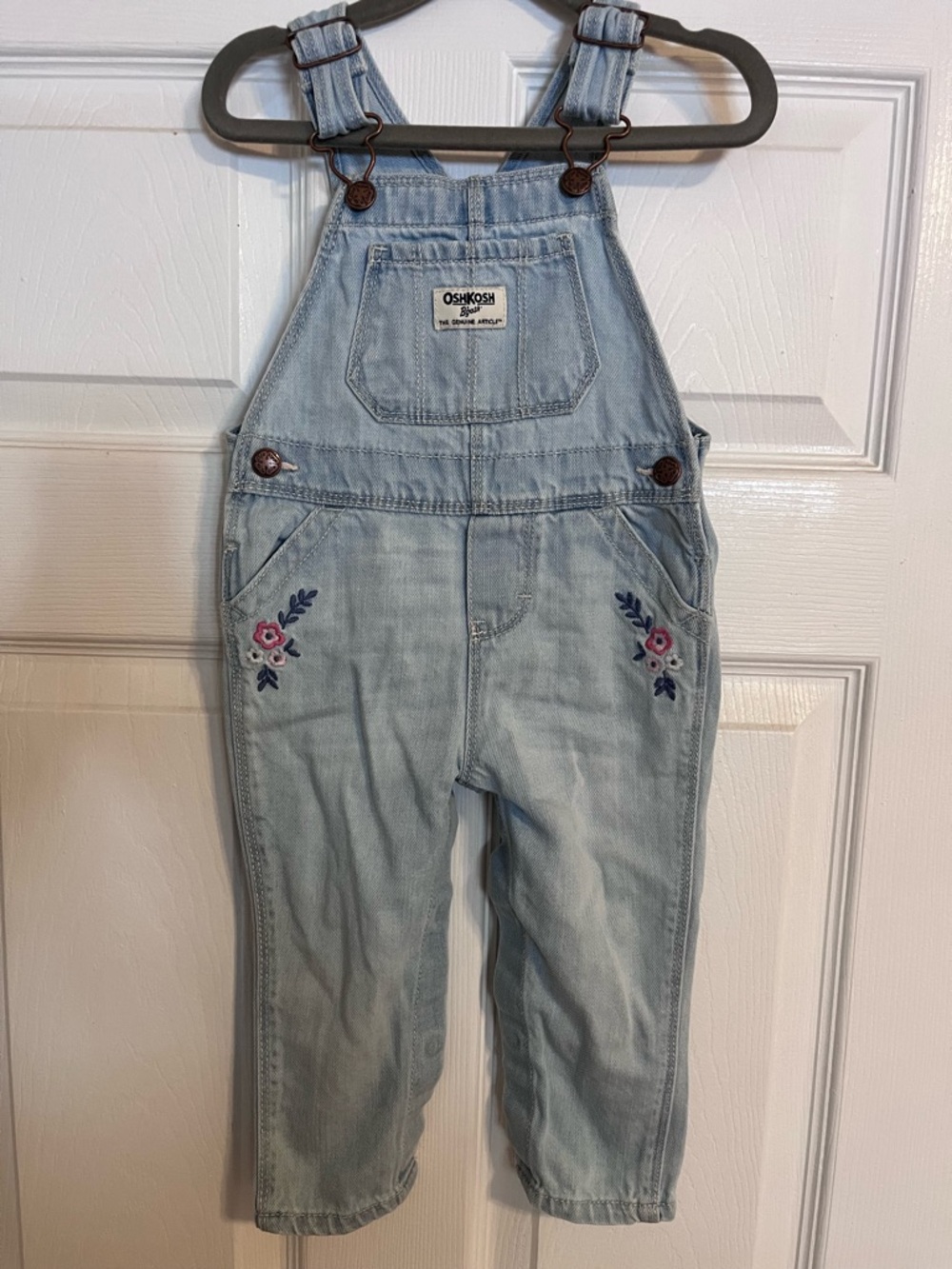 OshKosh B'gosh Light Blue Denim Overalls with White Trim